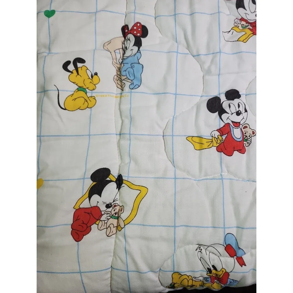 Vintage 80s Dundee Disney Baby Crib Quilt Blanket 40x32
